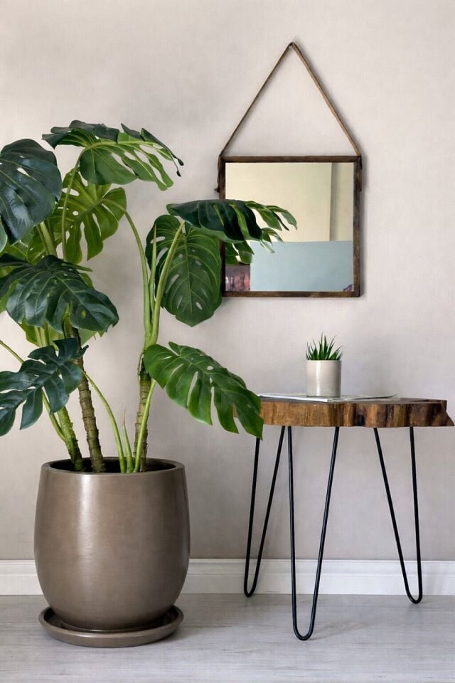 Armut Saksı Tabaklı Yükseklik:50cm Çap:35cm Vizon