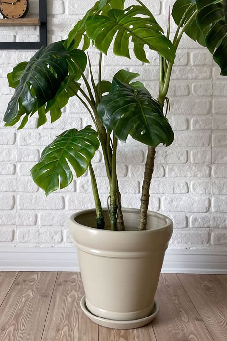 İtalyan Saksı Tabaklı Yükseklik:30cm Çap:32cm Taş