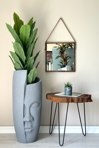 Yarım Yüz Fiber Saksı Koyu Füme H:88cmX Çap: 35cmX Derinlik:50cm