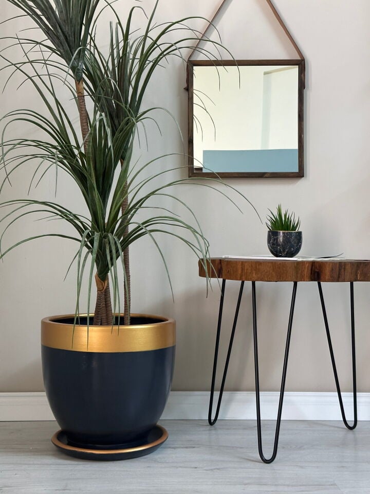 Klasik Saksı Tabaklı-Antrasit Gold