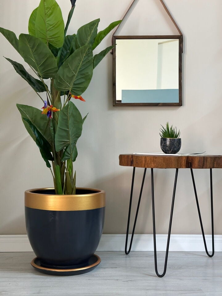 Klasik Saksı Tabaklı-Antrasit Gold