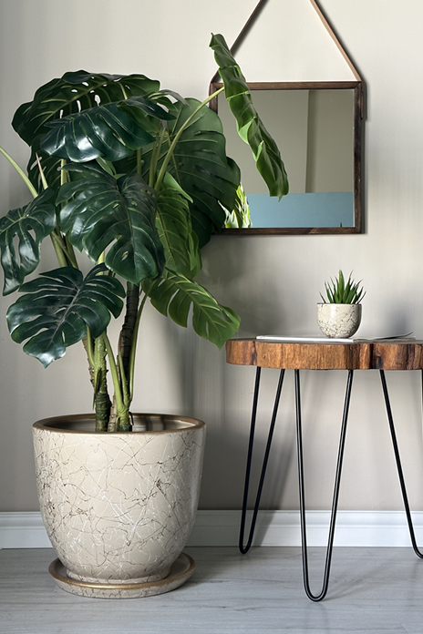 Klasik Saksı Lily- Taş Beyaz Gold