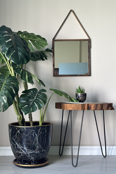 Klasik Saksı Lily- Siyah Beyaz Gold