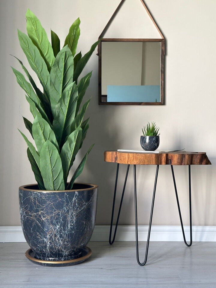 Lily Klasik Saksı Tabaklı Yükseklik 30cm Çap 32cm