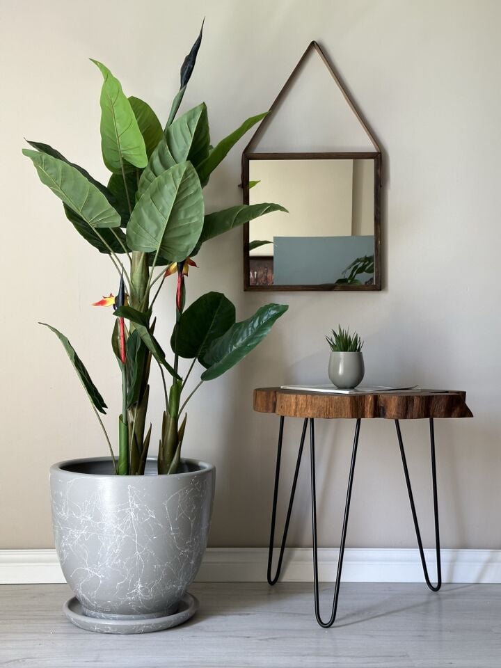 Klasik Saksı Tabaklı Mia Seri- Granit-Beyaz Mermer Desenli