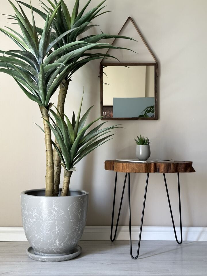 Klasik Saksı Tabaklı Mia Seri- Granit-Beyaz Mermer Desenli