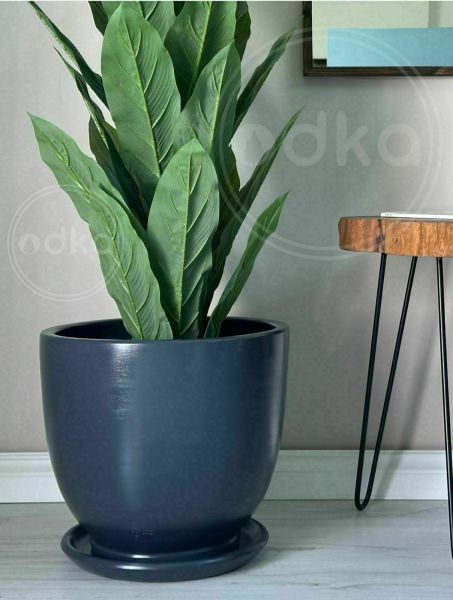 10 Lt Saksı Klasik Saksı Tabaklı Yükseklik 23cm Çap 25cm Antrasit