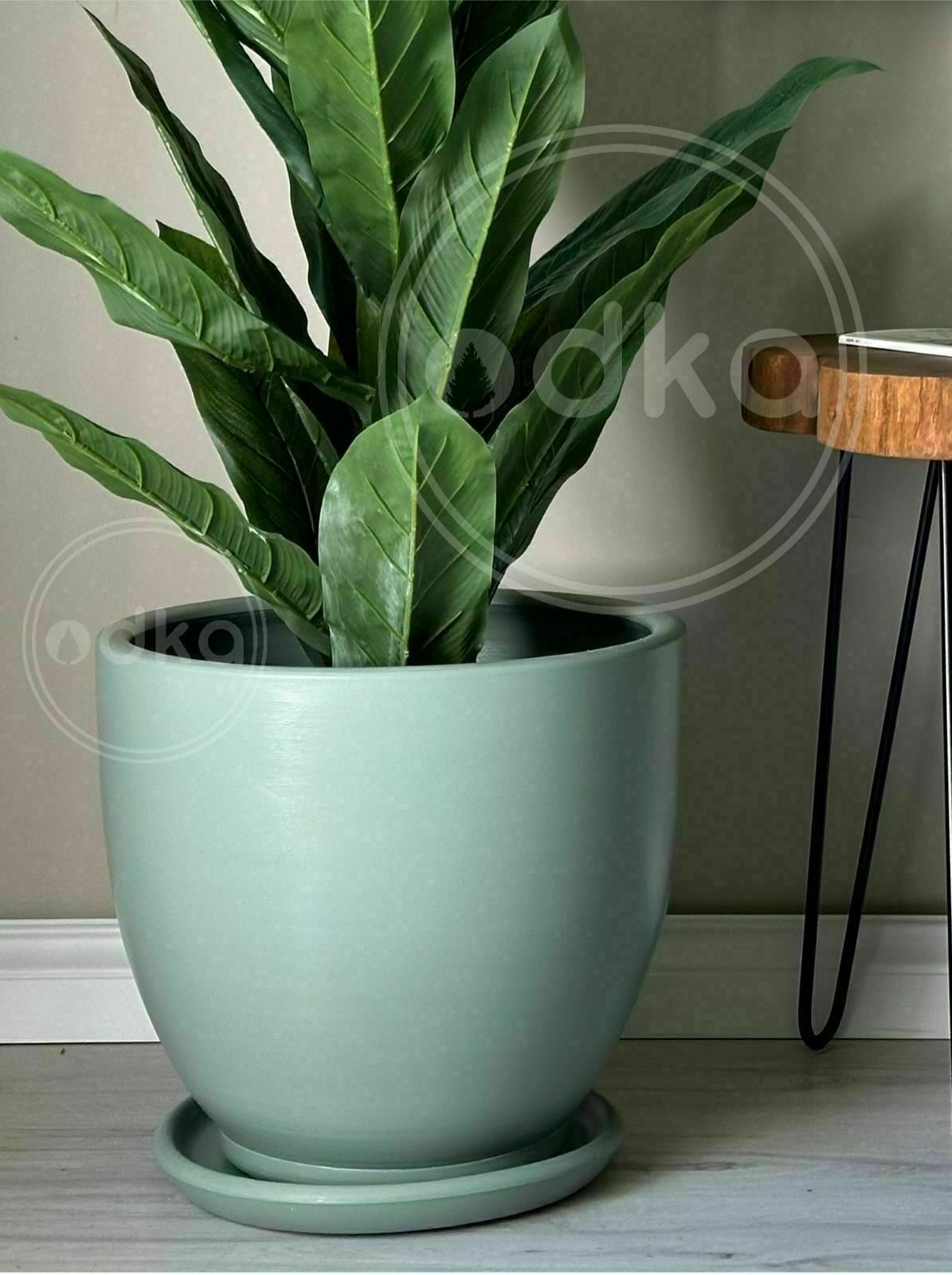 10 Lt Saksı Klasik Saksı Tabaklı Yükseklik 23cm Çap 25cm Mint Yeşili
