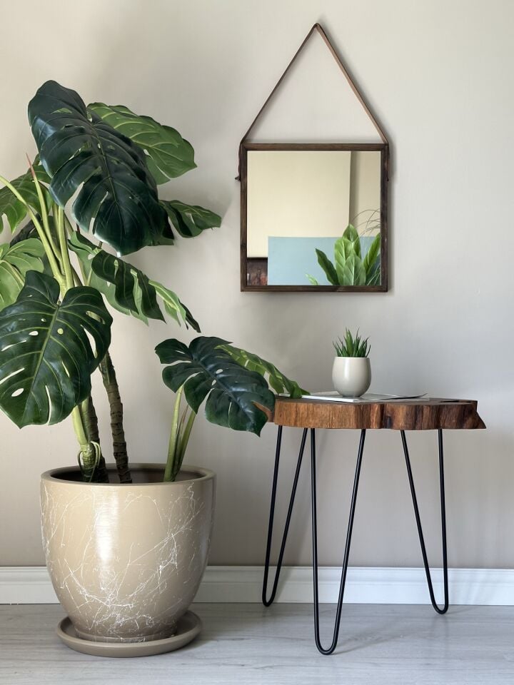 Klasik Saksı Tabaklı Mia Seri- Bej Mermer Desenli