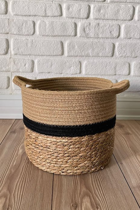 Naturel Kulplu Hasır Sepet  25cm x30cm