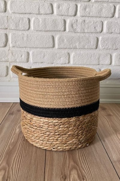 Naturel Kulplu Hasır Sepet  25cm x30cm