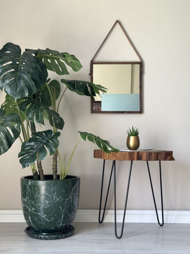 Klasik Saksı Tabaklı Mia Seri- Koyu Yeşil Mermer Desenli