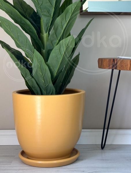 60 Litre Büyük Boy Klasik Saksı Tabaklı Yükseklik 46cm Çap 46cm